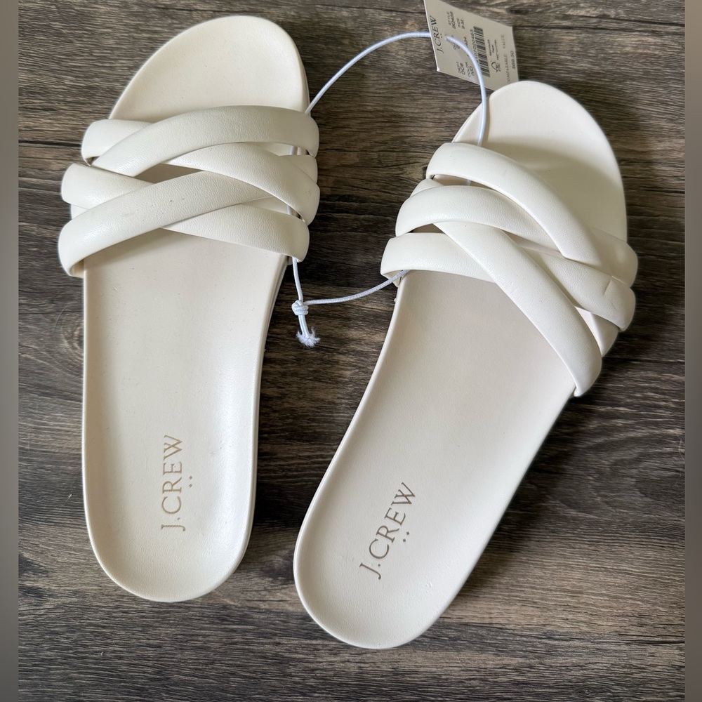 J. Crew White Sandals Crisscross Straps Minimalist Design